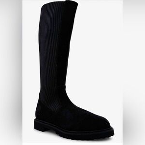 NWB $395 Women Sz 6M Chelsea crew Leather Waterproof Boots In Black